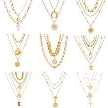Load image into Gallery viewer, Fashion Vintage Gold Multilayer Necklace Portrait Pearl Pendant Necklace Clavicle Chain Jewelry Accessories
