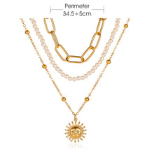 Load image into Gallery viewer, Fashion Vintage Gold Multilayer Necklace Portrait Pearl Pendant Necklace Clavicle Chain Jewelry Accessories
