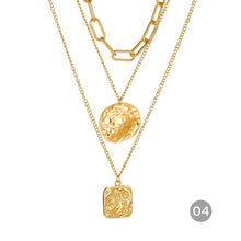 Load image into Gallery viewer, Fashion Vintage Gold Multilayer Necklace Portrait Pearl Pendant Necklace Clavicle Chain Jewelry Accessories
