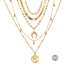 Load image into Gallery viewer, Fashion Vintage Gold Multilayer Necklace Portrait Pearl Pendant Necklace Clavicle Chain Jewelry Accessories
