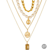 Load image into Gallery viewer, Fashion Vintage Gold Multilayer Necklace Portrait Pearl Pendant Necklace Clavicle Chain Jewelry Accessories
