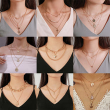 Load image into Gallery viewer, Creative Retro Multilayer Necklace Simple Metal Chain Necklace Clavicle Chain Jewelry Accessories Gift
