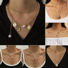 Load image into Gallery viewer, Creative Vintage Multilayer Necklace Alloy Pendant Clavicle Chain Necklace Jewelry Accessories Gift
