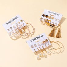Load image into Gallery viewer, Creative Simple Geometric Metal Earrings Set Personalized Pearl Tassel Stud Earrings Women Jewelry Accessories
