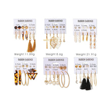 Load image into Gallery viewer, Creative Simple Geometric Metal Earrings Set Personalized Pearl Tassel Stud Earrings Women Jewelry Accessories

