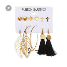 Load image into Gallery viewer, Creative Simple Geometric Metal Earrings Set Personalized Pearl Tassel Stud Earrings Women Jewelry Accessories
