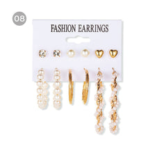 Load image into Gallery viewer, Creative Simple Geometric Metal Earrings Set Personalized Pearl Tassel Stud Earrings Women Jewelry Accessories
