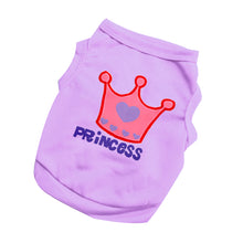 Load image into Gallery viewer, XS-L Pet Vest Princess Letter Crown Dog Cat T-shirt Vest Puppy Costumes Casual Pet Clothes For Small Medium Dog Kitty
