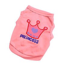 Load image into Gallery viewer, XS-L Pet Vest Princess Letter Crown Dog Cat T-shirt Vest Puppy Costumes Casual Pet Clothes For Small Medium Dog Kitty
