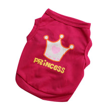 Load image into Gallery viewer, XS-L Pet Vest Princess Letter Crown Dog Cat T-shirt Vest Puppy Costumes Casual Pet Clothes For Small Medium Dog Kitty

