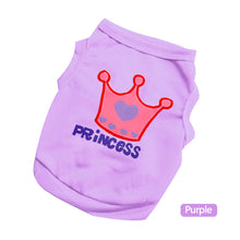 Load image into Gallery viewer, XS-L Pet Vest Princess Letter Crown Dog Cat T-shirt Vest Puppy Costumes Casual Pet Clothes For Small Medium Dog Kitty
