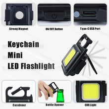 Load image into Gallery viewer, Mini LED Working Light Portable USB Rechargeable Flashlight Bright Keychain Light COB Work Lamp For Outdoor Camping Security
