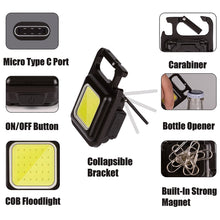 Load image into Gallery viewer, Mini LED Working Light Portable USB Rechargeable Flashlight Bright Keychain Light COB Work Lamp For Outdoor Camping Security
