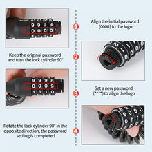 Load image into Gallery viewer, Helmet Lock Anti-theft 4 Digit Password MTB Road Bike Locks For Scooter Motorcycle Portable Cycling Bicycle Cable Lock
