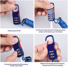 Load image into Gallery viewer, Bicycle Anti-Theft Motorcycle Three-Digit Password Combination Safety Rope Wire Rope Helmet Lock Safety Rope Lock
