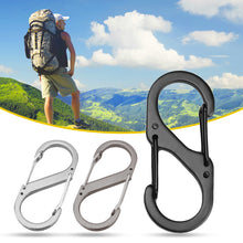 Load image into Gallery viewer, 10pcs S Type Stainless Steel Carabiner With Lock Mini Keychain Hook Anti-Theft Outdoor Camping Backpack Buckle Key-Lock Tool
