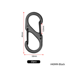 Load image into Gallery viewer, 10pcs S Type Stainless Steel Carabiner With Lock Mini Keychain Hook Anti-Theft Outdoor Camping Backpack Buckle Key-Lock Tool
