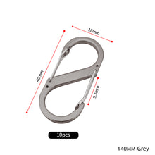 Load image into Gallery viewer, 10pcs S Type Stainless Steel Carabiner With Lock Mini Keychain Hook Anti-Theft Outdoor Camping Backpack Buckle Key-Lock Tool

