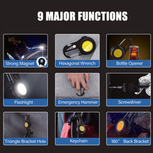 Load image into Gallery viewer, Multifunctional Mini Work Lamp COB LED Flood Light with Window Breaker Rechargeable Keychain Light Outdoor Fishing Flashlight
