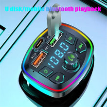 Load image into Gallery viewer, Car Bluetooth 5.0 FM Transmitter 4.2A Dual USB Type-C Charger Atmosphere Light Mp3 Player U Disk TF Card Lossless Music
