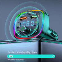 Load image into Gallery viewer, Car Bluetooth 5.0 FM Transmitter 4.2A Dual USB Type-C Charger Atmosphere Light Mp3 Player U Disk TF Card Lossless Music

