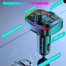 Load image into Gallery viewer, Car Bluetooth 5.0 FM Transmitter 4.2A Dual USB Type-C Charger Atmosphere Light Mp3 Player U Disk TF Card Lossless Music
