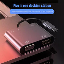 Load image into Gallery viewer, Usb C 5 In 1 HUB Docking Station Hdmi Audio And Video VGA Screen PD Port Hub
