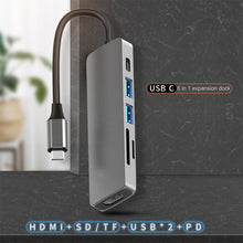 Load image into Gallery viewer, Usb 6 In 1 Docking Station Hdmi Audio And Video Sd Card Reader Pd Port Hub
