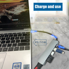 Load image into Gallery viewer, Usb 6 In 1 Docking Station Hdmi Audio And Video Sd Card Reader Pd Port Hub
