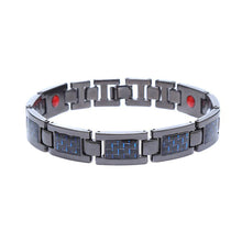 Load image into Gallery viewer, Drop Ship Double Row Negative Ion Germanium Blue Bracelet Man Titanium Carbon Fiber Bangles
