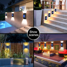 Load image into Gallery viewer, LED Solar Wall Lights Outdoor Waterproof Solar Led Light Up&amp;Down Light Outdoor Solar Wall Stair Light Patio Courtyard Street Landscape Garden Decor Wall Lamp
