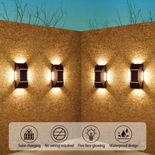 Load image into Gallery viewer, New 6/12 LED Solar Wall Lights Garden Fence Waterproof Solar Led Light Up&amp;Down Light Outdoor Solar Wall Stair Light Patio Courtyard Street Landscape Garden Decor Wall Lamp
