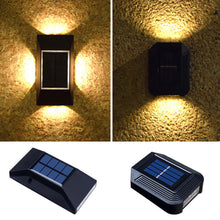 Load image into Gallery viewer, New 6/12 LED Solar Wall Lights Garden Fence Waterproof Solar Led Light Up&amp;Down Light Outdoor Solar Wall Stair Light Patio Courtyard Street Landscape Garden Decor Wall Lamp
