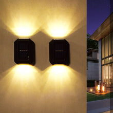 Load image into Gallery viewer, New 6/12 LED Solar Wall Lights Garden Fence Waterproof Solar Led Light Up&amp;Down Light Outdoor Solar Wall Stair Light Patio Courtyard Street Landscape Garden Decor Wall Lamp
