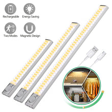 Load image into Gallery viewer, 80/120/160LED Motion Sensor Night Light USB Rechargeable Wireless Lamp Bedroom Bedside Cabinet Wardrobe Night Lighting
