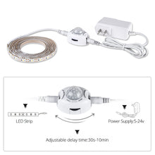 Load image into Gallery viewer, Wireless PIR Motion Sensor LED Night Light DC12V LED Adhesive Tape Strip Night Lamp Home Bedroom Kitchen Wardrobe Decor
