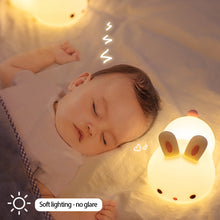 Load image into Gallery viewer, Cute Rabbit Tap Night Light Silicone Animal Atmosphere Lamp Children Kids Holiday Gift Dimmable Sleeping Night Lamp 5V USB Charging
