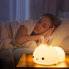 Load image into Gallery viewer, Cute Rabbit Tap Night Light Silicone Animal Atmosphere Lamp Children Kids Holiday Gift Dimmable Sleeping Night Lamp 5V USB Charging
