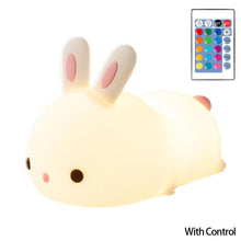 Load image into Gallery viewer, Cute Rabbit Tap Night Light Silicone Animal Atmosphere Lamp Children Kids Holiday Gift Dimmable Sleeping Night Lamp 5V USB Charging
