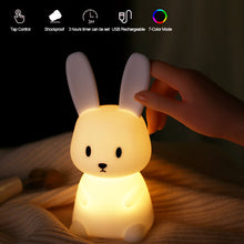 Load image into Gallery viewer, Cute Rabbit Tap Night Light Silicone Animal Atmosphere Lamp Children Kids Holiday Gift Dimmable Sleeping Night Lamp 5V USB Charging
