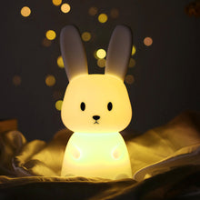 Load image into Gallery viewer, Cute Rabbit Tap Night Light Silicone Animal Atmosphere Lamp Children Kids Holiday Gift Dimmable Sleeping Night Lamp 5V USB Charging
