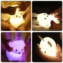 Load image into Gallery viewer, Cute Rabbit Tap Night Light Silicone Animal Atmosphere Lamp Children Kids Holiday Gift Dimmable Sleeping Night Lamp 5V USB Charging
