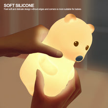 Load image into Gallery viewer, USB Charging Cute Polar Bear Tap Night Light Silicone Animal Atmosphere Lamp Children Kids Holiday Gift Dimmable Sleeping Night Lamp 5V
