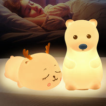 Load image into Gallery viewer, USB Charging Cute Polar Bear Tap Night Light Silicone Animal Atmosphere Lamp Children Kids Holiday Gift Dimmable Sleeping Night Lamp 5V
