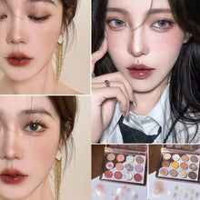 Load image into Gallery viewer, 12 Colors Pearlescent Matte Eyeshadow Palette Transparent Glitter Earth Color Women Cosmetics Glitter Eyeshadow Palette

