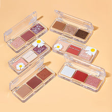 Load image into Gallery viewer, 3 Colors Eyeshadow Palette Waterproof Pearl Matte Glitter Daisy Eyeshadow Girl Sunset Makeup Bright Eyeshadow Palette
