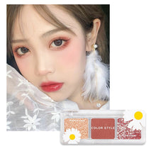 Load image into Gallery viewer, 3 Colors Eyeshadow Palette Waterproof Pearl Matte Glitter Daisy Eyeshadow Girl Sunset Makeup Bright Eyeshadow Palette
