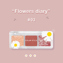 Load image into Gallery viewer, 3 Colors Eyeshadow Palette Waterproof Pearl Matte Glitter Daisy Eyeshadow Girl Sunset Makeup Bright Eyeshadow Palette
