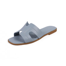 Load image into Gallery viewer, Fashion Solid Color Flat Slippers Non-slip Wear-resistant PU Leather Slippers Outdoor Slippers for Women
