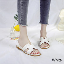 Load image into Gallery viewer, Fashion Solid Color Flat Slippers Non-slip Wear-resistant PU Leather Slippers Outdoor Slippers for Women
